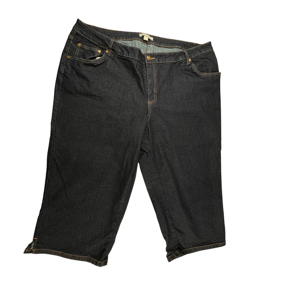 WOMAN WITHIN Womens 22W Capri Jeans Dark Wash Stretch Denim Plus Size Cropped